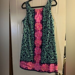 Lilly Pulitzer Delia Fountain Hopping Engineered Shift Dress Size 14